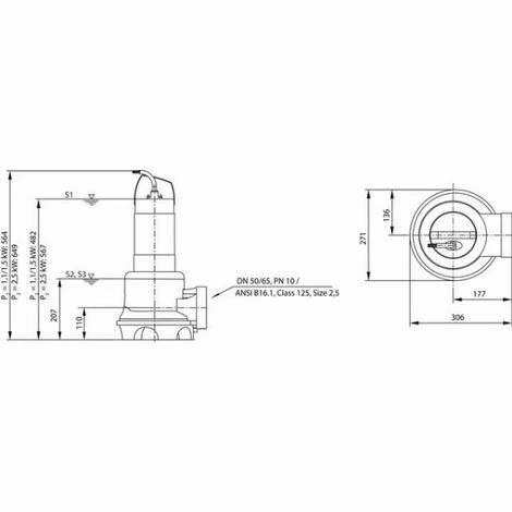 Wilo Abwasser-Tauchmotorpumpe Rexa UNIV06/M15-523/A,DN50/65,230V,1.5kW 2 Wilo Abwasser-Tauchmotorpumpe Rexa UNIV06/M15-523/A,DN50/65,230V,1.5kW – Bild 2