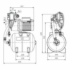 Wilo Hochdruck-Kreiselpumpe Jet HWJ 50/2 L 204, G 1/Rp 1, 1.1kW -pump Shop 31981540 2